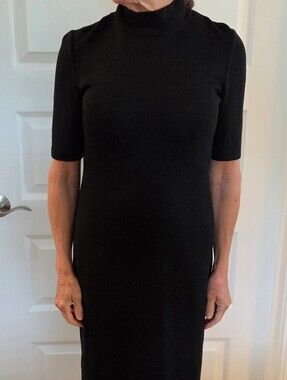 Classic Black Knit Midi Dress - Elegant Everyday Style